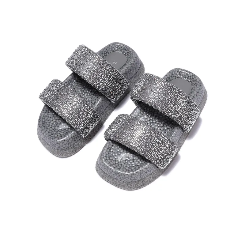 SELAIYA Rubber Sole Rhinestone Abrasion Resistant Slide Slippers Women's-2
