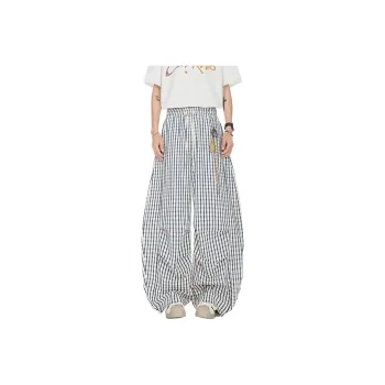 SOLIDITY Casual Pants Unisex Blue Plaid