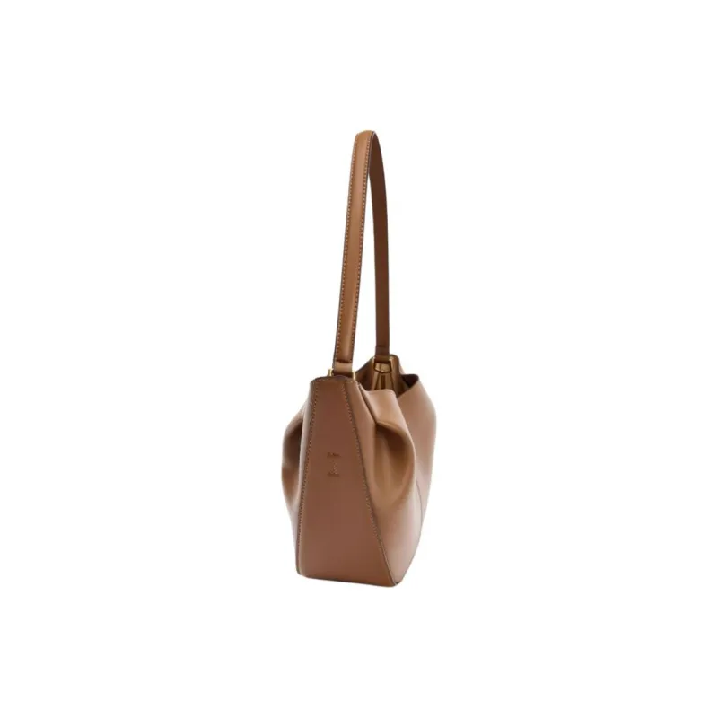 ZARA PU Tote Bag, Shopping Bag, Shoulder Bag Tubas Women's Dark Brown Yellow-3