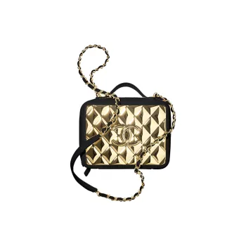 CHANEL Leather Camera Bag, Cell Phone Pouch, Crossbody Bag Women's Gold