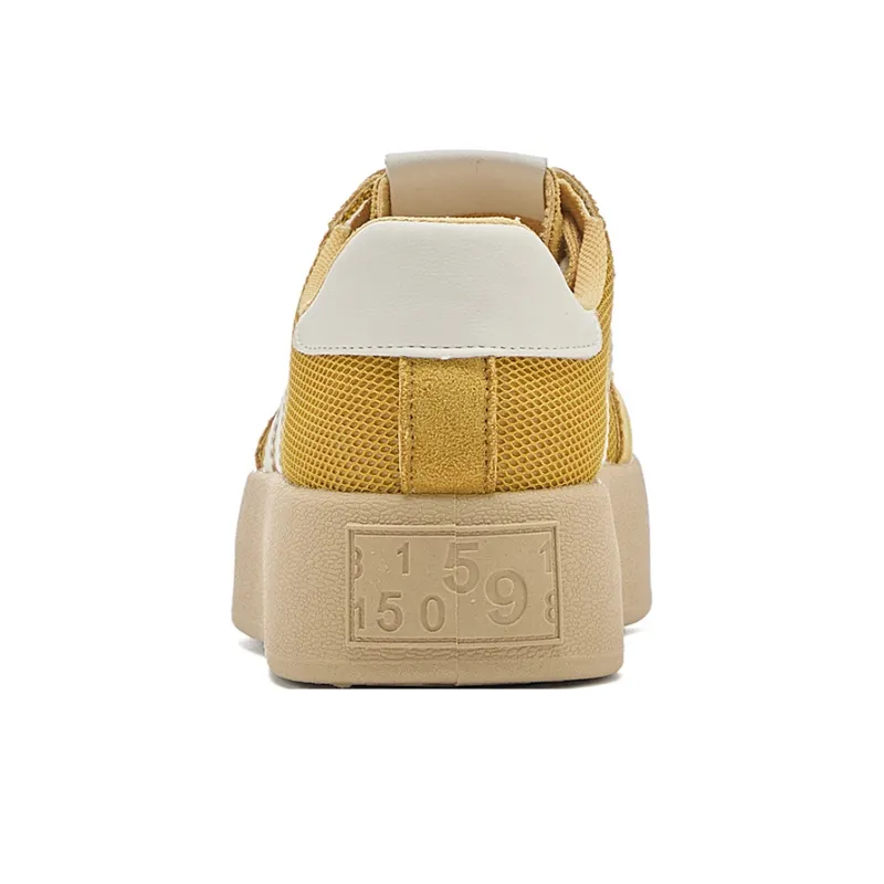 La Chapelle Anti Slip Wear Resistant Low Top Skateboard Shoes Women's Yellow-4