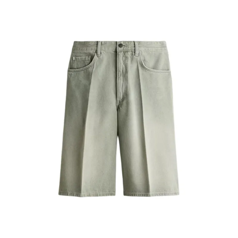 H&M Denim Shorts Women's Light Gray Green-0