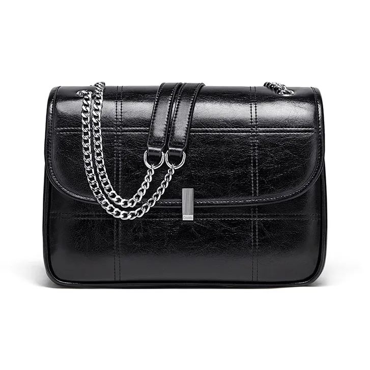 CNOLES Cow Leather Casual Workplace Date Commute Crossbody Bag, Shoulder Bag Women's Black-0