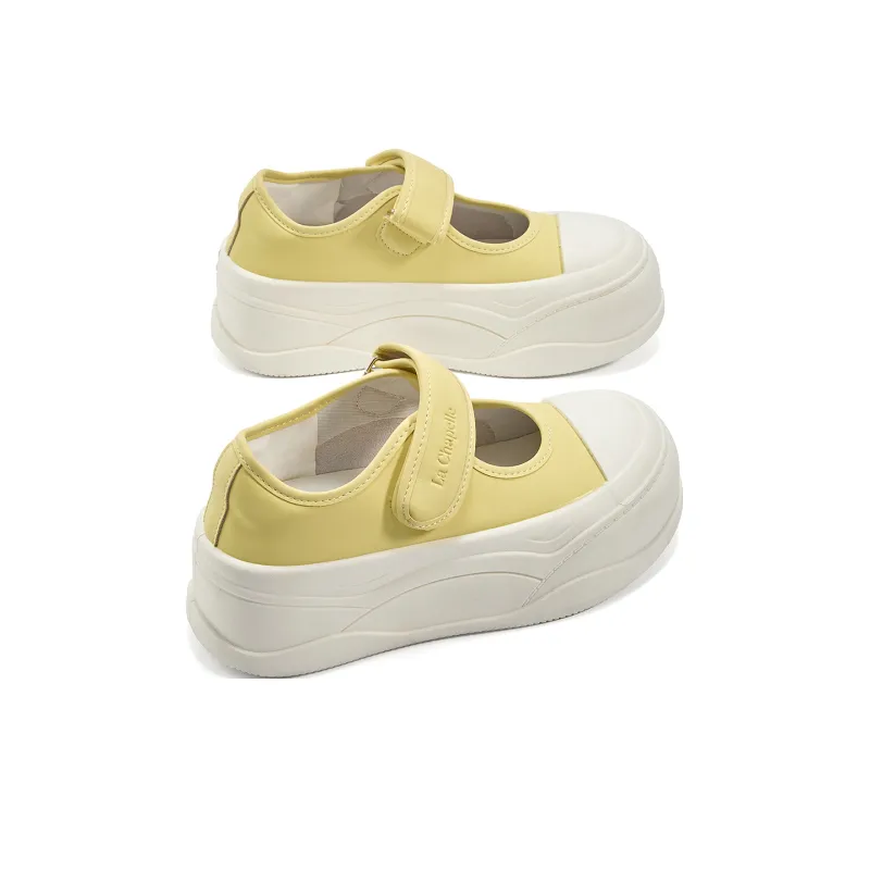 La Chapelle Anti Slip Wear Resistant Low Top Skateboard Shoes Women's Yellow-2