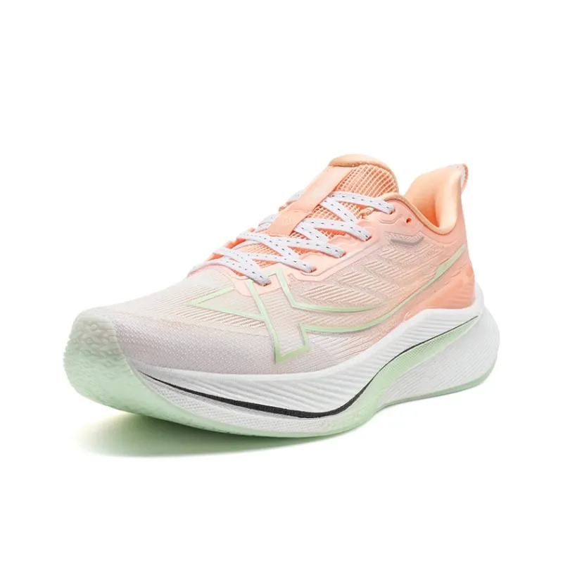 XTEP 2000km 3.0 Running Shoes Women's Low Top Classic White/Pink Orange/Light Fruit Green-2