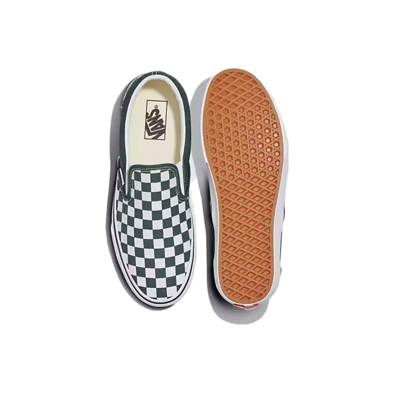 Vans Classic Slip On Checkerboard Scarab Green White-3