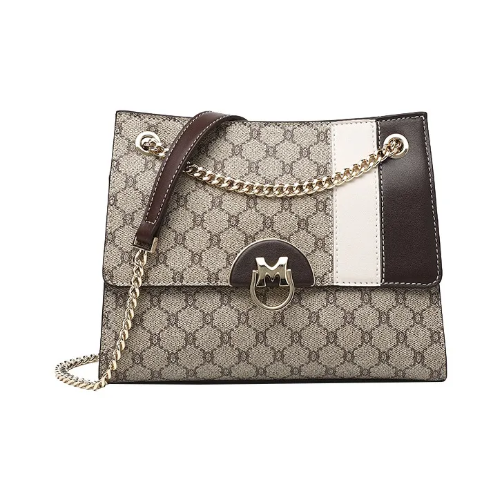 PESASRIE PVC One Shoulder Handbag Tote Women's Diamond Gray Coffee-0