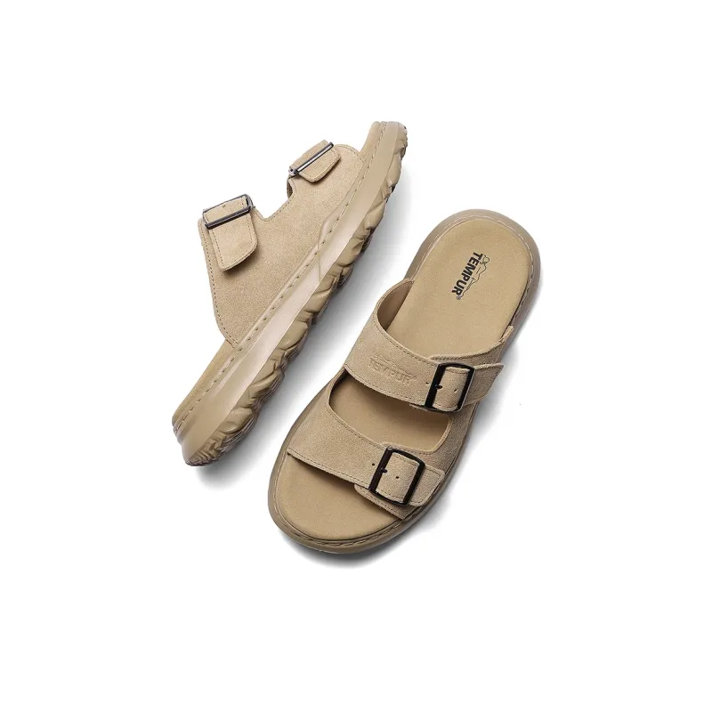 TEMPUR Rubber Foam Outsole Slide Slippers Men's Apricot-4