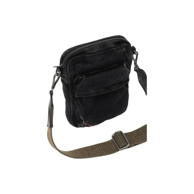 DIESEL Cotton Shoulder Bag, Crossbody Bag Men's Black-3