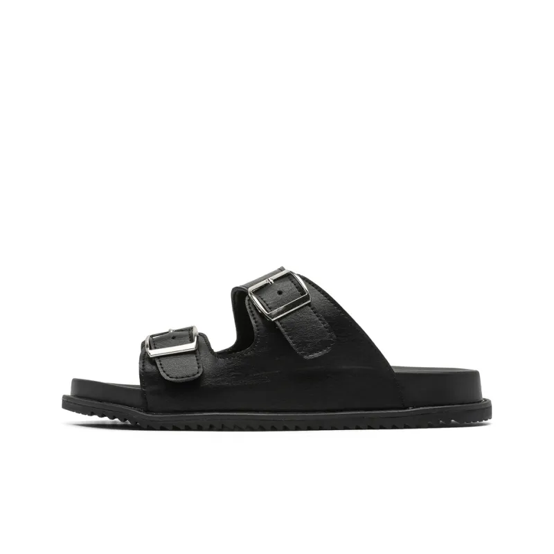 ΛOLUNKΛ Slip Resistant Abrasion Resistant Slide Slippers Men's Black-0