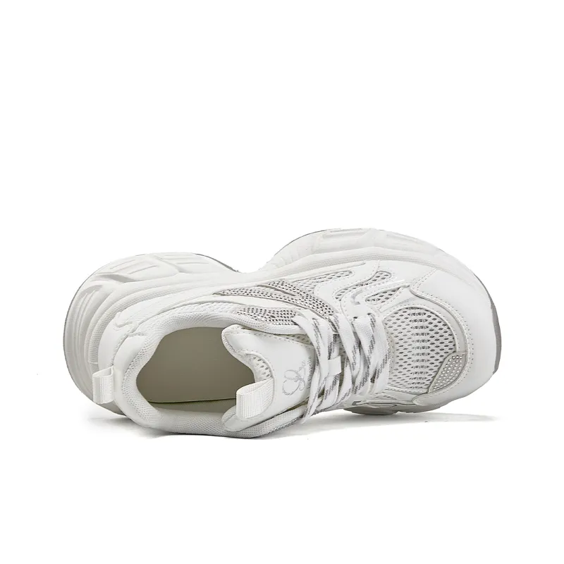 La Chapelle Cushioning, Wear Resistant Low Top Chunky Sneakers Women's White-4