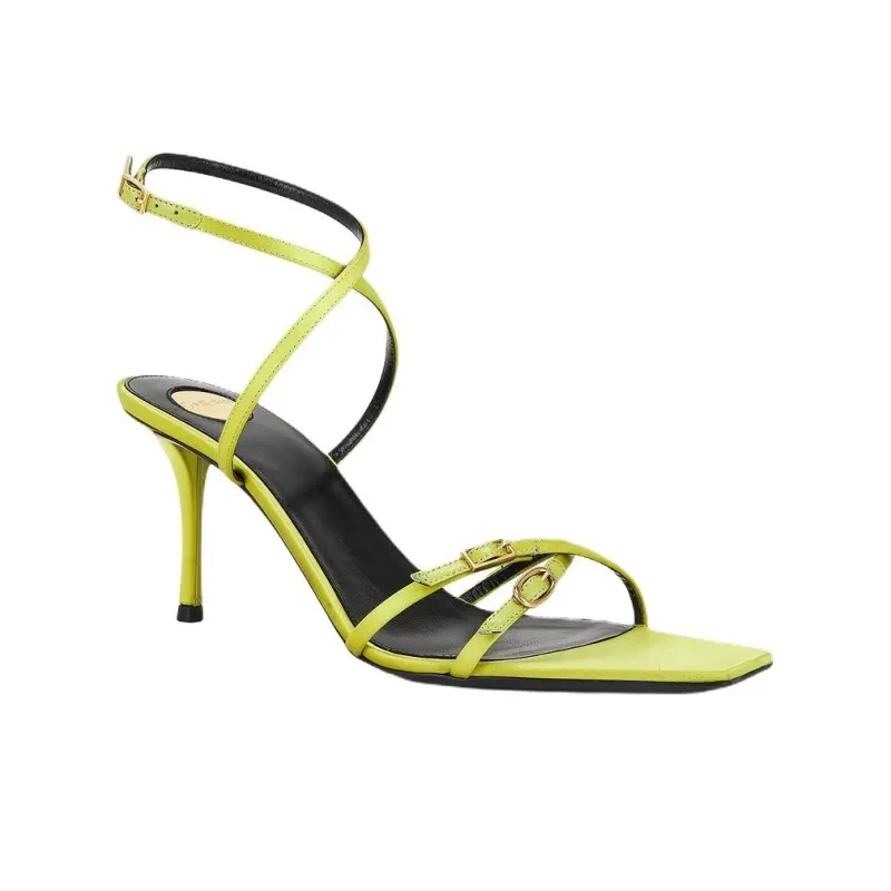 SAINT LAURENT Lydia One Strap Sandals 11cm Women's Green-2