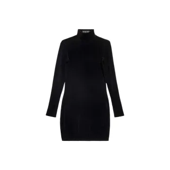 Balenciaga Embellished Logo High Neck Mini Dress