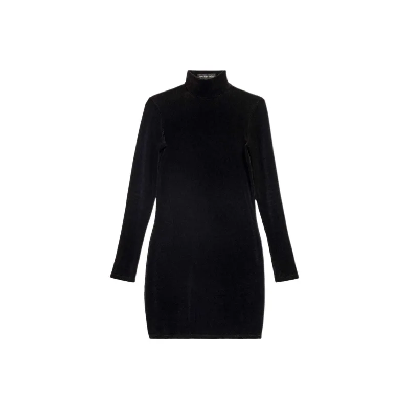 Balenciaga Embellished Logo High Neck Mini Dress-0