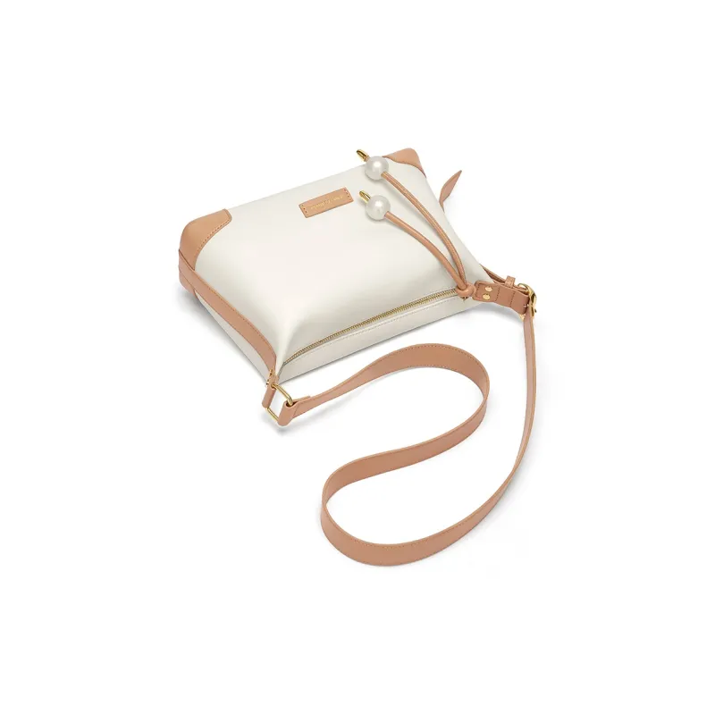 CNOLES Cow Leather Shoulder Bag Women's Apricot Milkshake-3