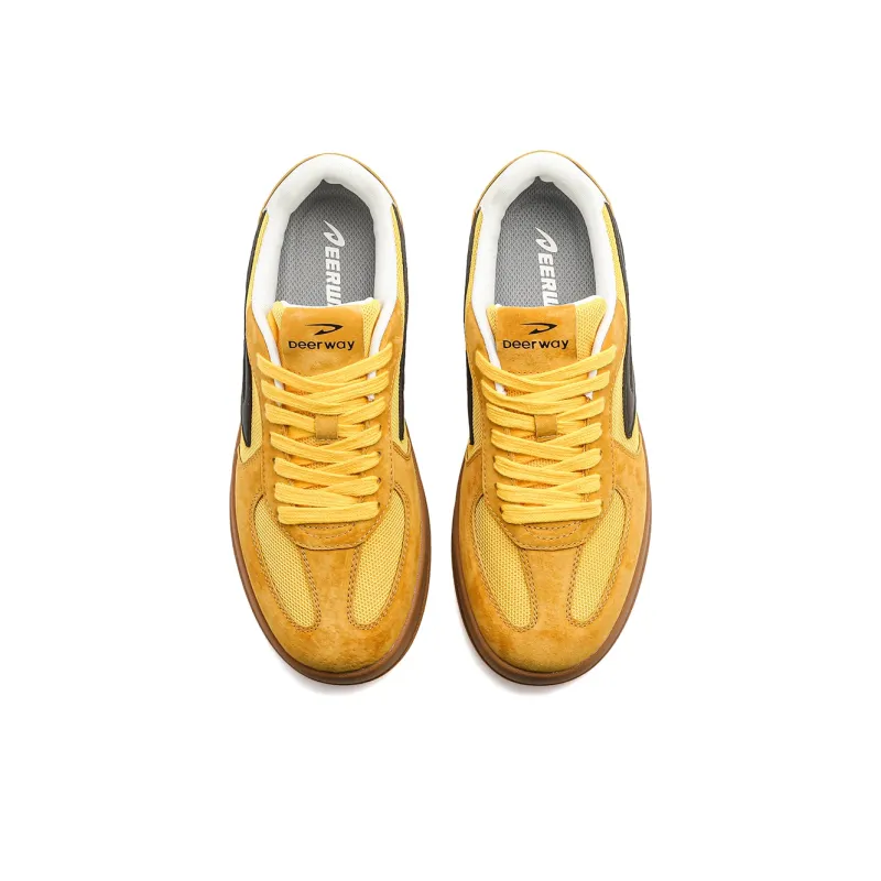 DEERWAY Slip Resistant Shock Absorbers With Abrasion Resistant Properties Low Top Skateboard Shoes Unisex Ginger Yellow-2