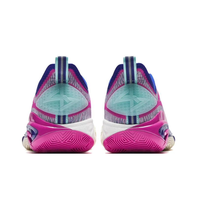 Anta Cushioning, Abrasion Resistant, And Resilient Properties Low Top Basketball Shoes Men's Green Pink Blue-4