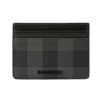 Burberry PU Polyurethane Card Holder Men's Charcoal