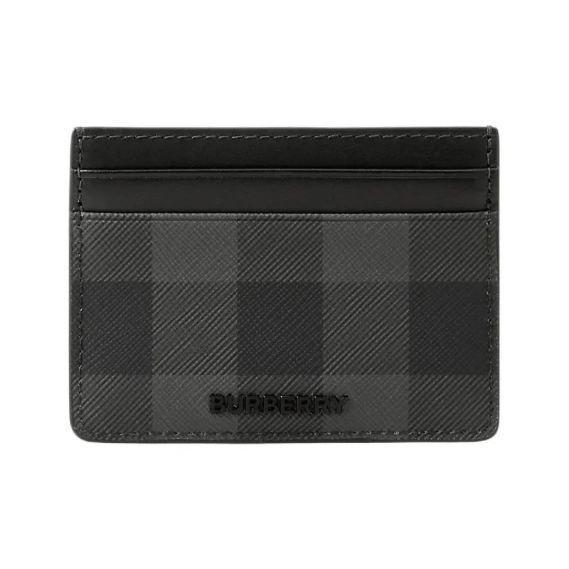 Burberry PU Polyurethane Card Holder Men's Charcoal-0