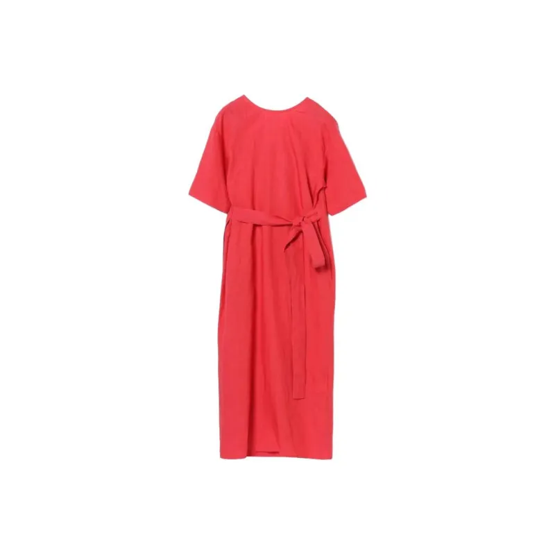 Beams Short Sleeved Dress Women's Red-0
