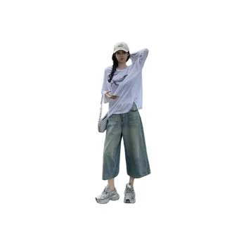 Wen Shan Denim Shorts Women's Light Blue