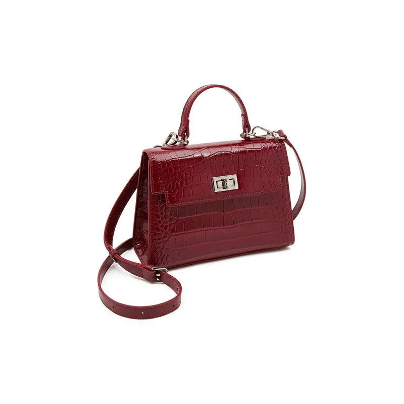 Old Man's Head Top Grain Cow Leather Shoulder Bag, Crossbody Bag, Handbag Regular Women's Black/Red/Brown-13