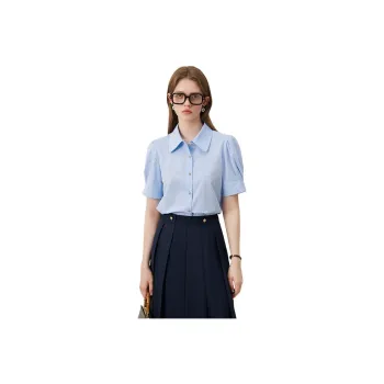 FANSILANEN Shirts Women's Blue Striped Rattan