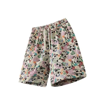 ZWWWZ Casual Shorts Unisex Embroidery Panda