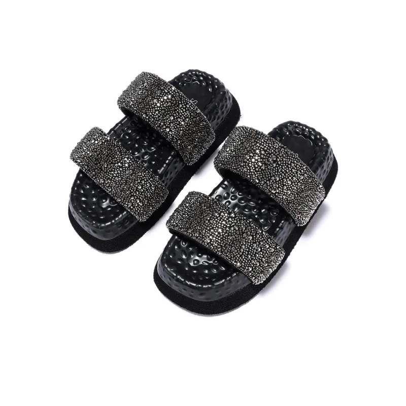 SELAIYA Rubber Sole Rhinestone Abrasion Resistant Slide Slippers Women's-7