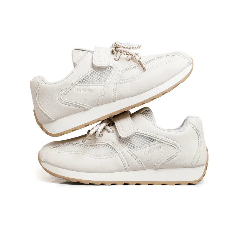 DEERWAY Height Increasing Abrasion Resistant Lightweight Slip Resistant Low Top Casual Shoes Women's Beige-2