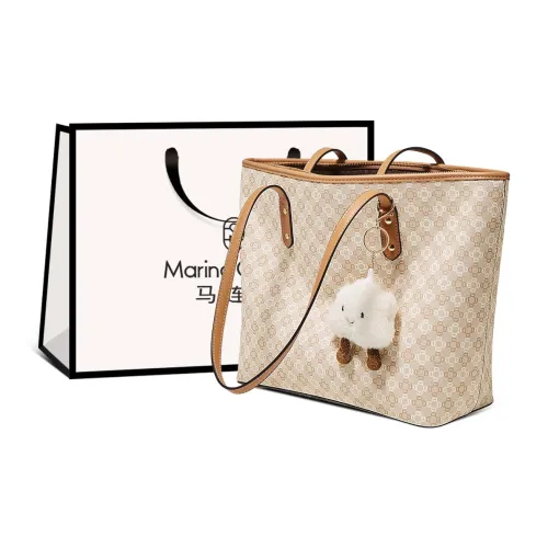 Marino Orlandi Synthetic Leather Handbag, Shoulder Bag Commute Students Cute Pendant Tote Large Size Women's Khaki