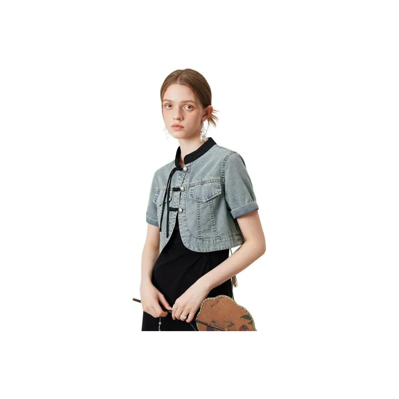 FANSILANEN Two Piece Skirt Sets Women's Denim Jacket-0