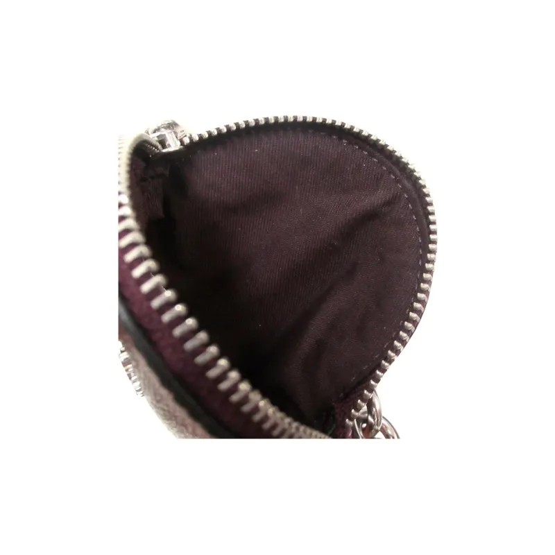 COACH Canvas With Leather Coin Purse Mini Women's Graphite With Dark Berry-3