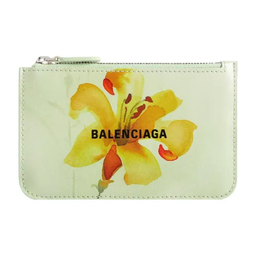 Balenciaga Cash Calfskin Card Holder Large Size Women's Green