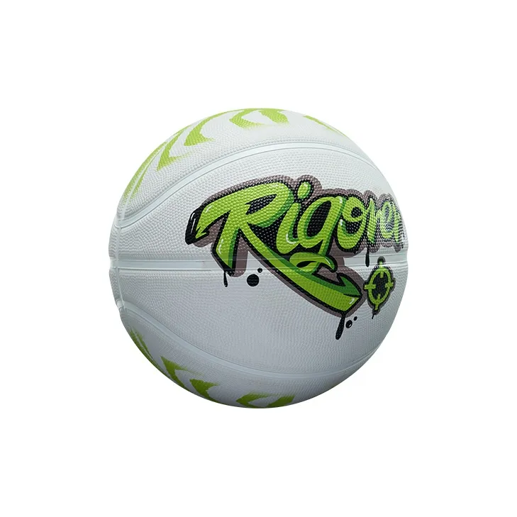 RIGORER Rubber Basketball White Green Size 7 Ball Training Competition Unisex-2