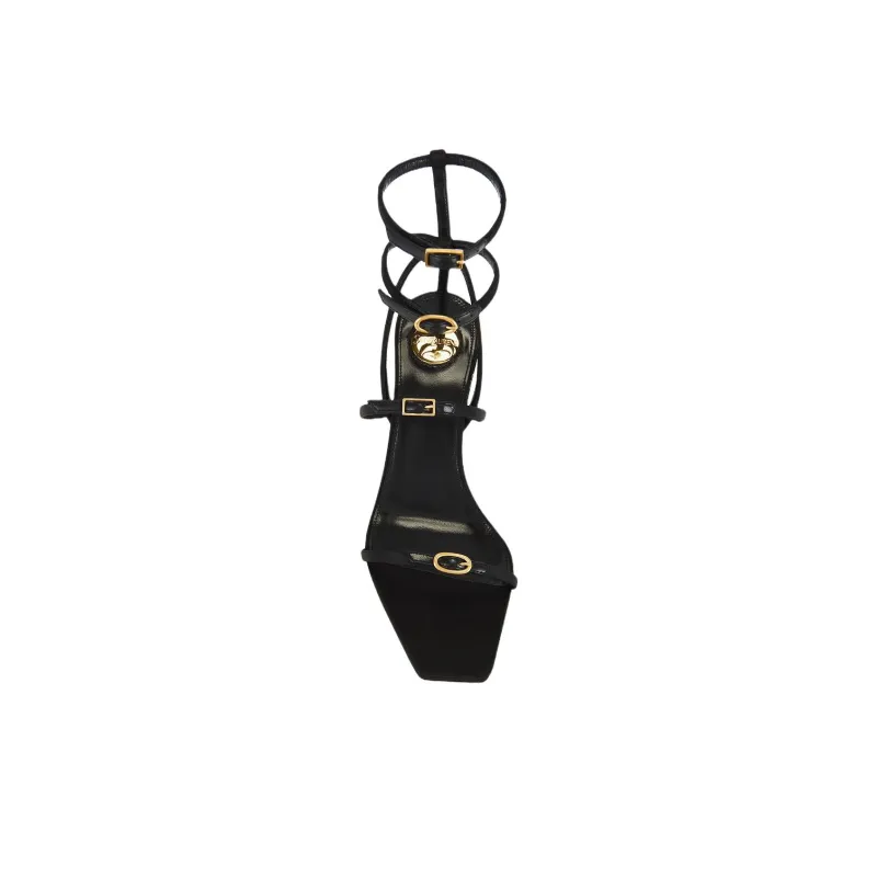 SAINT LAURENT Lydia One Strap Sandals 7.5cm Women's Black-4