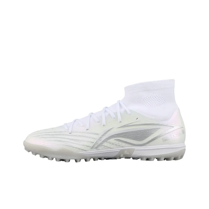 LINING Soccer Shoes Men High Top White Silver-0