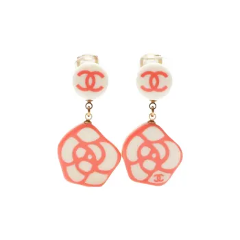 CHANEL Resin Earrings Women's Red