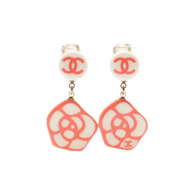 CHANEL Resin Earrings Women's Red-0