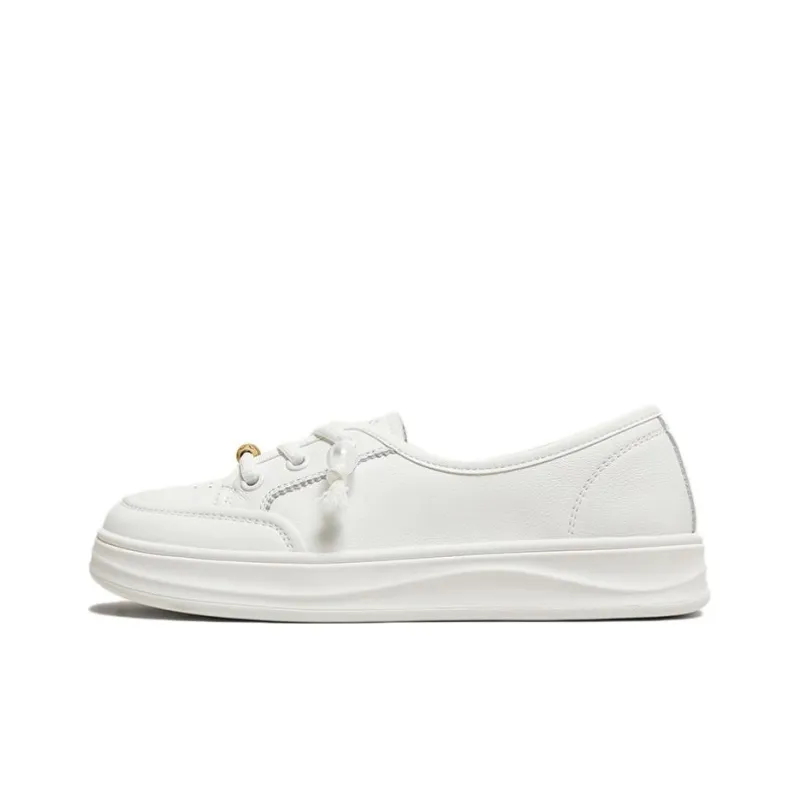 BASTO Breathable Low Top Skateboard Shoes Women's White-0
