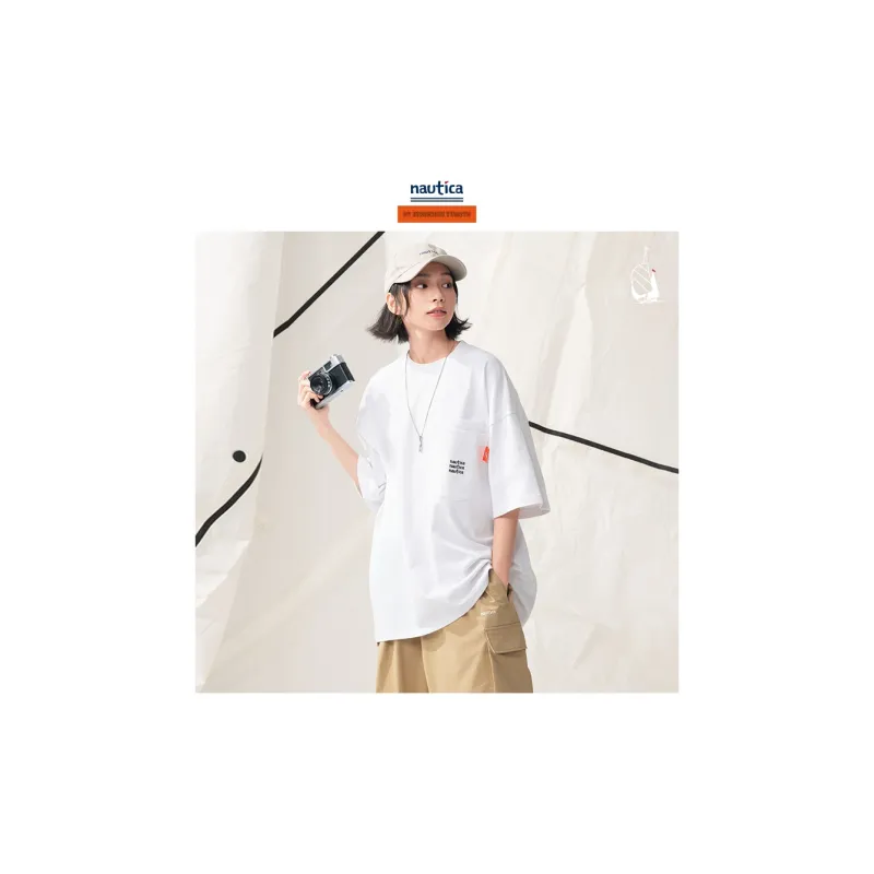 Nautica White Sail Regular T Shirt Unisex-5