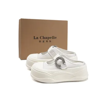 La Chapelle Abrasion Resistant Closed Toe Slippers Women's White