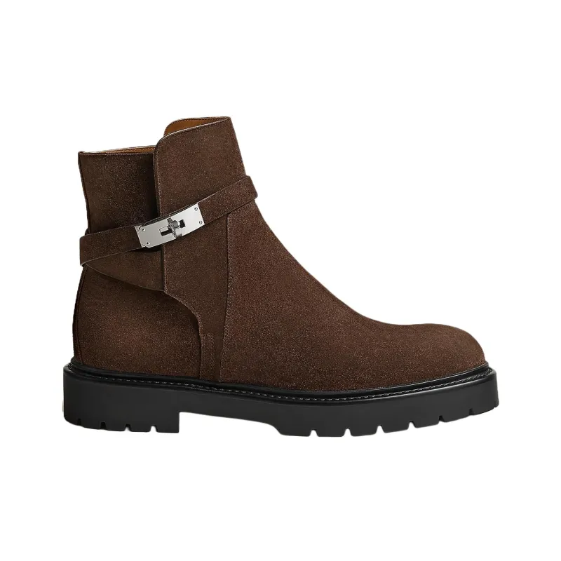 HERMES Jeff Ankle Boots 3.5cm Men's Brown-1