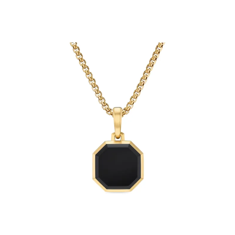 David Yurman 18kt Yellow Gold Faceted Onyx Amulet 16mm-0
