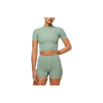 GYMSHARK Everywear Cropped Active Tee Workout Clothing Women's Green