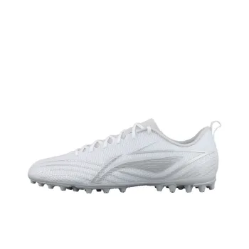 LiNing MG Rubber Short Studs Artificial Ground Anti Slip Wear Resistant Soccer Shoes Men's White Silver