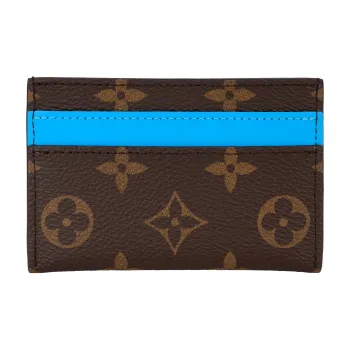 LOUIS VUITTON Leather Card Holder Regular Unisex Blue & Brown