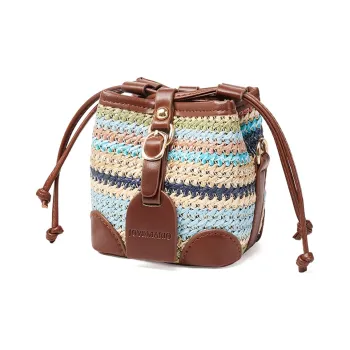 Joy&Mario Fabric, Synthetic Leather Bucket Bag, Shoulder Bag Women's Multicolor