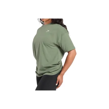 GYMSHARK Drop Shoulder Sleeve T Shirt Women's Primordial Green