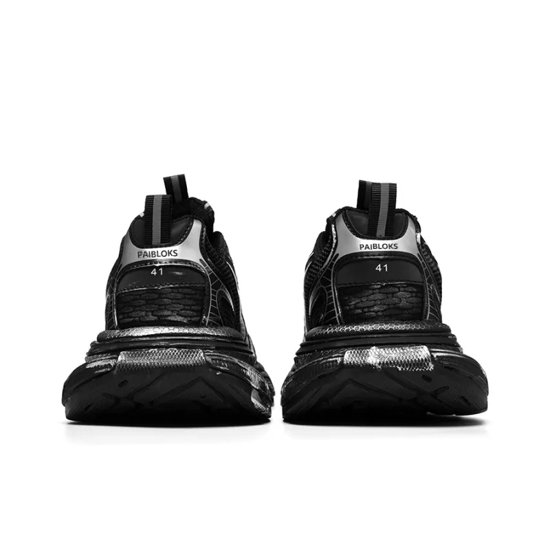 PAIBLOKS Low Top Chunky Sneakers Unisex Black-2